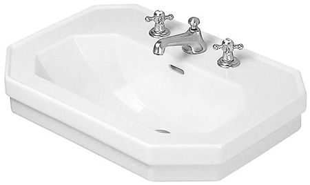 DURAVIT - 1930 Umývadlo, 700x500 mm, s prepadom, 1 otvor na batériu, WonderGliss, biela 04387000001