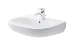 DURAVIT - D-Code Umývadlo, 600x460 mm, s prepadom, s otvorom na batériu, biela 23106000002