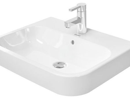 DURAVIT - Happy D.2 Umývadlo na dosku, 600x460 mm, s prepadom, s otvorom na batériu, WonderGliss, biela 23156000001