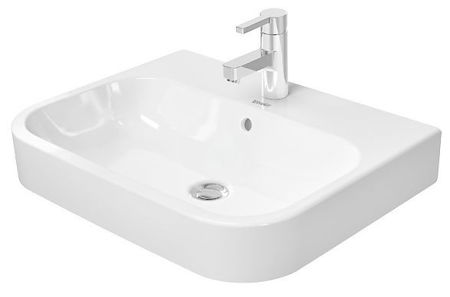 DURAVIT - Happy D.2 Umývadlo na dosku, 600x460 mm, s prepadom, s otvorom na batériu, WonderGliss, biela 23156000001