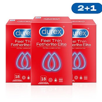 Durex Kondomy Feel Thin Extra Lubricated 2 + 1