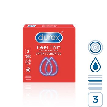 Durex Kondomy Feel Thin Extra Lubricated 3 ks