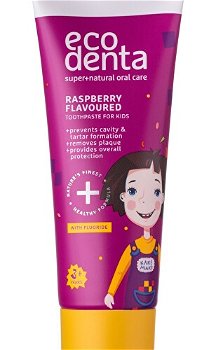 Ecodenta Zubná pasta s malinovou príchuťou pre deti Super + Natura l Oral Care Raspberry Flavoured (Toothpaste For Kids ) 75 ml
