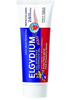 ELGYDIUM Gélová zubná pasta s fluorinolem a jahodovou príchuťou pre deti 2-6 rokov Kids 50 ml
