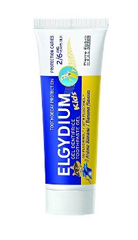 ELGYDIUM Gélová zubná pasta s fluorinolem a príchuťou banánu pre deti 2-6 rokov Kids 50 ml