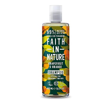 Faith in Nature Povzbudzujúci prírodný šampón pre normálne až mastné vlasy Grapefruit & Pomaranč ( Invigo rating Shampoo) 400 ml