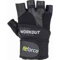 Fitforce LINEAR Kožené fitness rukavice, čierna, veľkosť