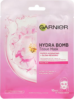 Garnier Hydratačný textilné maska na oživenie jasu Sakura Skin Natura l s Hydra Bomb (Tissue Mask) 28 g