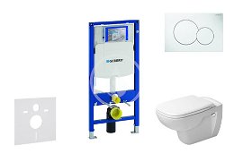GEBERIT - Duofix Modul na závesné WC s tlačidlom Sigma01, alpská biela + Duravit D-Code - WC a doska, Rimless, SoftClose 111.300.00.5 NH1