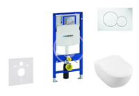 GEBERIT - Duofix Modul na závesné WC s tlačidlom Sigma01, alpská biela + Villeroy Boch - WC a doska, DirectFlush, SoftClose, CeramicPlus 111.300.00.5 NI1