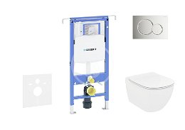 GEBERIT - Duofix Modul na závesné WC s tlačidlom Sigma01, lesklý chróm + Ideal Standard Tesi - WC a doska 111.355.00.5 NF2