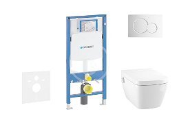 GEBERIT - Duofix Modul na závesné WC s tlačidlom Sigma01, lesklý chróm + Tece One - sprchovacia toaleta a doska, Rimless, SoftClose 111.300.00.5 NT2