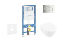 GEBERIT - Duofix Modul na závesné WC s tlačidlom Sigma01, lesklý chróm + Villeroy Boch - WC a doska, DirectFlush, SoftClose, CeramicPlus 111.300.00.5 NB2