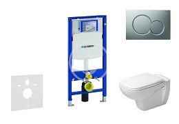 GEBERIT - Duofix Modul na závesné WC s tlačidlom Sigma01, matný chróm + Duravit D-Code - WC a doska, Rimless, SoftClose 111.300.00.5 NH3