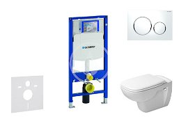 GEBERIT - Duofix Modul na závesné WC s tlačidlom Sigma20, biela/lesklý chróm +  Duravit D-Code - WC a doska, Rimless, SoftClose 111.300.00.5 NH4