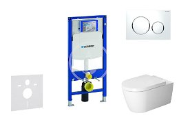 GEBERIT - Duofix Modul na závesné WC s tlačidlom Sigma20, biela/lesklý chróm + Duravit ME by Starck - WC a doska, Rimless, SoftClose 111.300.00.5 NM4