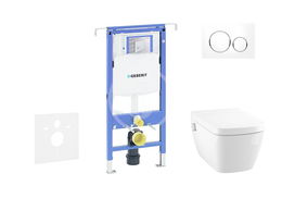 GEBERIT - Duofix Modul na závesné WC s tlačidlom Sigma20, biela/lesklý chróm + Tece One - sprchovacia toaleta a doska, Rimless, SoftClose 111.355.00.5 NT4