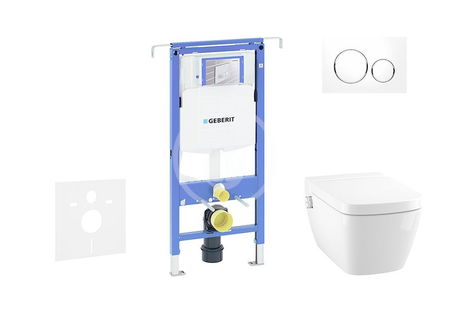 GEBERIT - Duofix Modul na závesné WC s tlačidlom Sigma20, biela/lesklý chróm + Tece One - sprchovacia toaleta a doska, Rimless, SoftClose 111.355.00.5 NT4