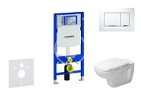 GEBERIT - Duofix Modul na závesné WC s tlačidlom Sigma30, biela/lesklý chróm + Duravit D-Code - WC a doska, Rimless, SoftClose 111.300.00.5 NH5