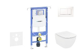 GEBERIT - Duofix Modul na závesné WC s tlačidlom Sigma30, biela/lesklý chróm + Ideal Standard Tesi - WC a doska, Rimless, SoftClose 111.355.00.5 NE5