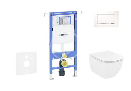 GEBERIT - Duofix Modul na závesné WC s tlačidlom Sigma30, biela/lesklý chróm + Ideal Standard Tesi - WC a doska, Rimless, SoftClose 111.355.00.5 NE5