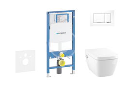 GEBERIT - Duofix Modul na závesné WC s tlačidlom Sigma30, biela/lesklý chróm + Tece One - sprchovacia toaleta a doska, Rimless, SoftClose 111.300.00.5 NT5