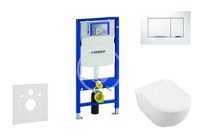 GEBERIT - Duofix Modul na závesné WC s tlačidlom Sigma30, biela/lesklý chróm + Villeroy Boch - WC a doska, DirectFlush, SoftClose, CeramicPlus 111.300.00.5 NI5