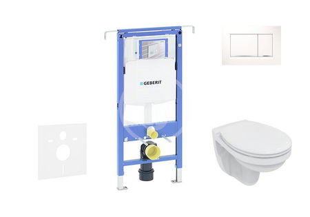 GEBERIT - Duofix Modul na závesné WC s tlačidlom Sigma30, biela/lesklý chróm + Villeroy Boch - WC a doska, DirectFlush, SoftClose, CeramicPlus 111.355.00.5 NB5