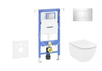 GEBERIT - Duofix Modul na závesné WC s tlačidlom Sigma30, lesklý chróm/chróm mat + Ideal Standard Tesi - WC a doska, Aquablade, SoftClose 111.355.00.5 NU6