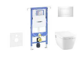 GEBERIT - Duofix Modul na závesné WC s tlačidlom Sigma30, lesklý chróm/chróm mat + Tece One - splachovacia toaleta a doska, Rimless, SoftClose 111.355.00.5 NT6