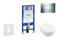 GEBERIT - Duofix Modul na závesné WC s tlačidlom Sigma30, lesklý chróm/chróm mat + Villeroy Boch - WC a doska, DirectFlush, SoftClose, CeramicPlus 111.300.00.5 NI6