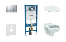 GEBERIT - Duofix Modul na závesné WC s tlačidlom Sigma30, matný chróm/chróm + Ideal Standard Quarzo - WC a doska 111.300.00.5 ND7