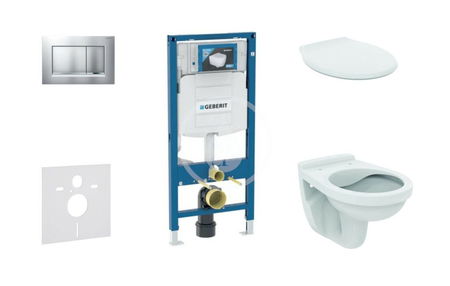 GEBERIT - Duofix Modul na závesné WC s tlačidlom Sigma30, matný chróm/chróm + Ideal Standard Quarzo - WC a doska 111.300.00.5 NR7