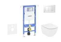 GEBERIT - Duofix Modul na závesné WC s tlačidlom Sigma30, matný chróm/chróm + Ideal Standard Tesi - WC a doska, Aquablade, SoftClose 111.355.00.5 NU7