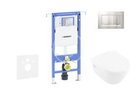 GEBERIT - Duofix Modul na závesné WC s tlačidlom Sigma30, matný chróm/chróm + Villeroy Boch - WC a doska, DirectFlush, SoftClose, CeramicPlus 111.355.00.5 NB7