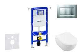 GEBERIT - Duofix Modul na závesné WC s tlačidlom Sigma30, matný chróm/chróm + Villeroy Boch - WC a doska, DirectFlush, SoftClose, CeramicPlus 111.355.00.5 NI7