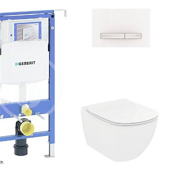 GEBERIT - Duofix Modul na závesné WC s tlačidlom Sigma50, alpská biela + Ideal Standard Tesi - WC a doska, Rimless, SoftClose 111.355.00.5 NE8