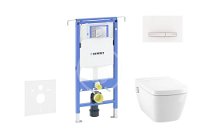 GEBERIT - Duofix Modul na závesné WC s tlačidlom Sigma50, alpská biela + Tece One - sprchovacia toaleta a doska, Rimless, SoftClose 111.355.00.5 NT8