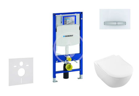 GEBERIT - Duofix Modul na závesné WC s tlačidlom Sigma50, alpská biela + Villeroy Boch - WC a doska, DirectFlush, SoftClose, CeramicPlus 111.300.00.5 NI8