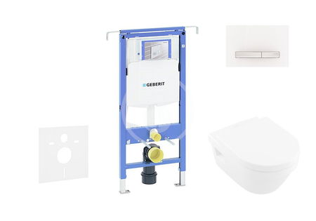 GEBERIT - Duofix Modul na závesné WC s tlačidlom Sigma50, alpská biela + Villeroy Boch - WC a doska, DirectFlush, SoftClose, CeramicPlus 111.355.00.5 NB8