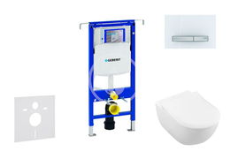 GEBERIT - Duofix Modul na závesné WC s tlačidlom Sigma50, alpská biela + Villeroy Boch - WC a doska, DirectFlush, SoftClose, CeramicPlus 111.355.00.5 NI8