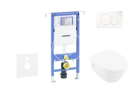 GEBERIT - Duofix Set predstenovej inštalácie, klozetu a dosky Villeroy & Boch, tlačidla Sigma01, DirectFlush, SoftClose, CeramicPlus, alpská biela 111.355.00.5 NB1