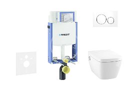 GEBERIT - Kombifix Modul na závesné WC s tlačidlom Sigma20, biela/lesklý chróm + Tece One - sprchovacia toaleta a doska, Rimless, SoftClose 110.302.00.5 NT4