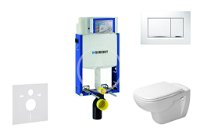 GEBERIT - Kombifix Modul na závesné WC s tlačidlom Sigma30, biela/lesklý chróm + Duravit D-Code - WC a doska, Rimless, SoftClose 110.302.00.5 NH5
