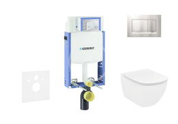 GEBERIT - Kombifix Modul na závesné WC s tlačidlom Sigma30, matný chróm/chróm + Ideal Standard Tesi - WC a doska, Rimless, SoftClose 110.302.00.5 NE7