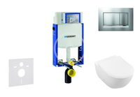 GEBERIT - Kombifix Modul na závesné WC s tlačidlom Sigma30, matný chróm/chróm + Villeroy Boch - WC a doska, DirectFlush, SoftClose, CeramicPlus 110.302.00.5 NI7