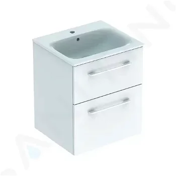 GEBERIT - Selnova Square Umývadlová skrinka 635x538x480 mm, s umývadlom, 2 zásuvky, lesklá biela 501.232.00.1