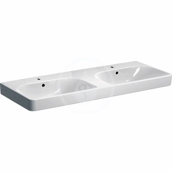 GEBERIT - Smyle Square Dvojumývadlo 1200x480 mm, s prepadom, 2 otvory na batérie, biela 500.223.01.1