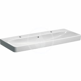 GEBERIT - Smyle Square Dvojumývadlo, 1200x480 mm, s prepadom, 2 otvory na batérie, biela 500.253.01.1