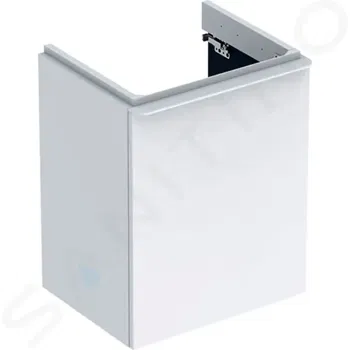GEBERIT - Smyle Square Umývadlová skrinka, 492x406x617 mm, 1 dvierka, pánty vľavo, lesklá biela/matná biela 500.364.00.1